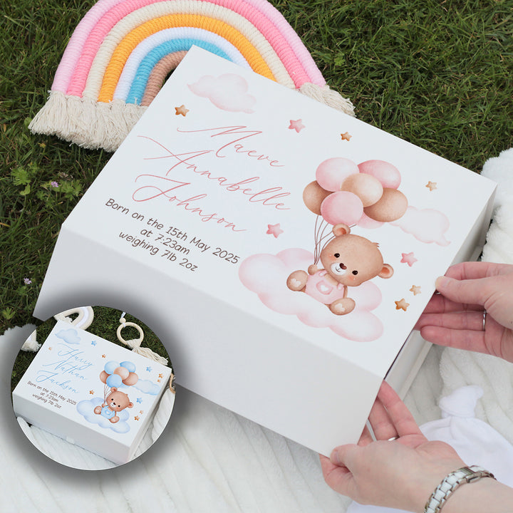 Teddy on Clouds New Baby Memory Keepsake Box