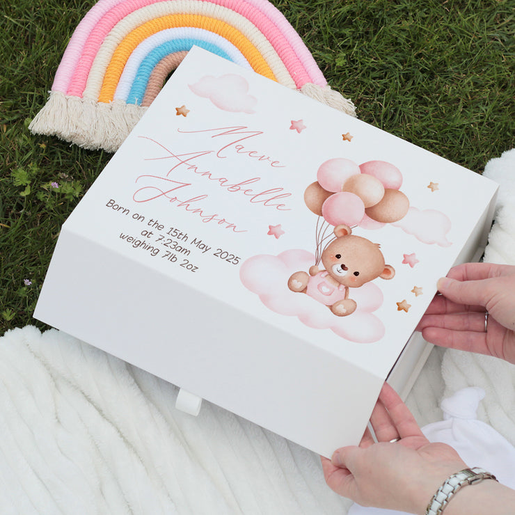 Teddy on Clouds New Baby Memory Keepsake Box