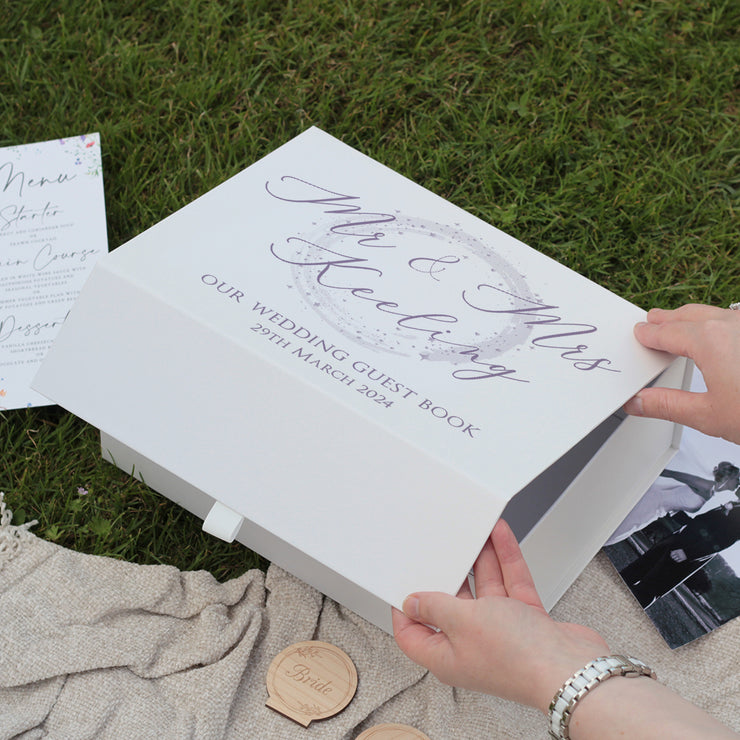 Sparkly Circle Wedding Magnetic Memory Keepsake Box-Love Lumi Ltd