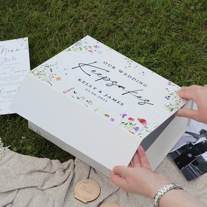 Watercolour Wildflower Wedding Memory Keepsake Box
