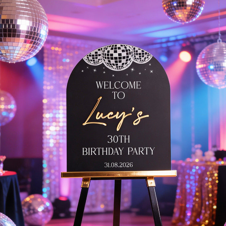 Mirror Disco Ball Birthday Party 3D Acrylic Welcome Sign