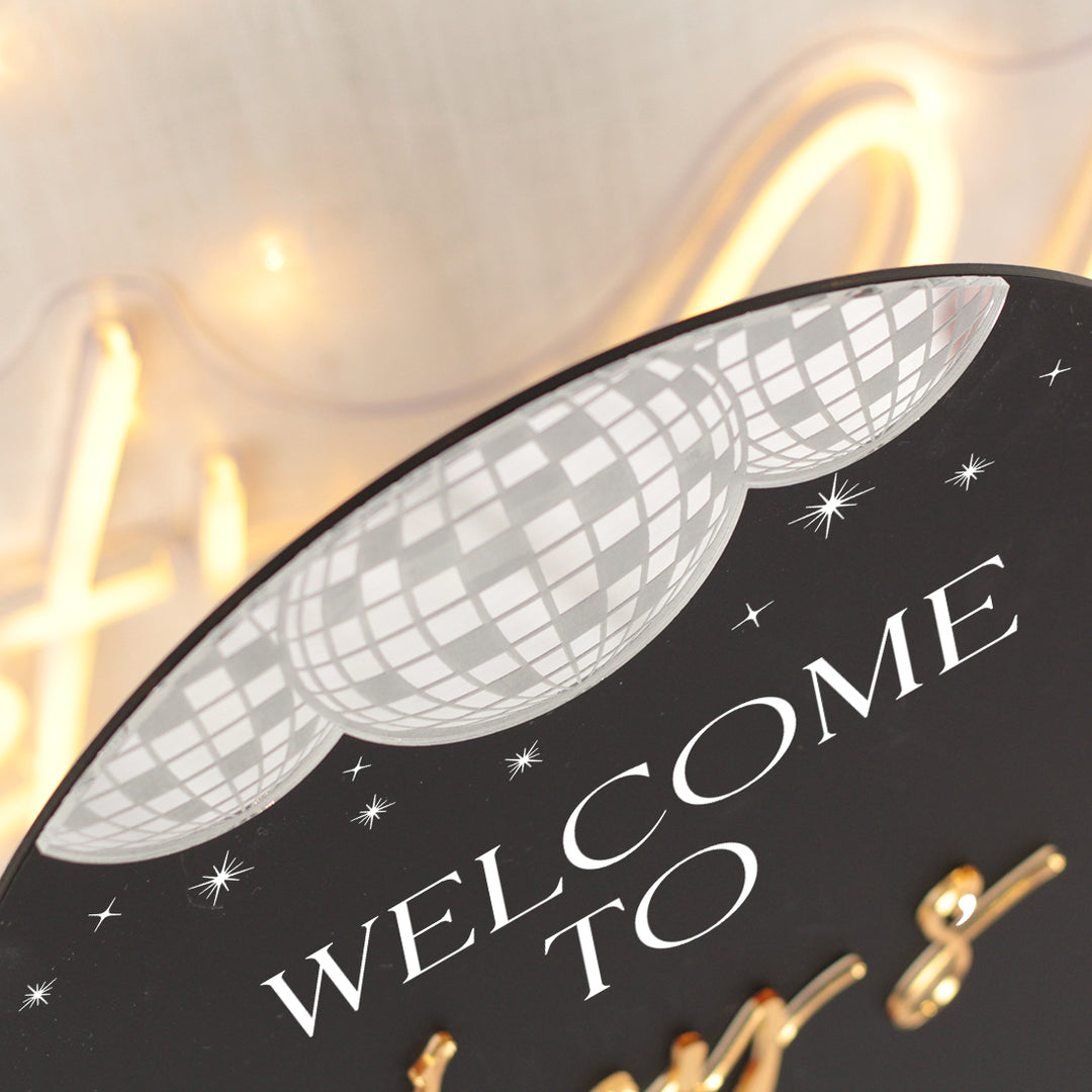 Mirror Disco Ball Birthday Party 3D Acrylic Welcome Sign
