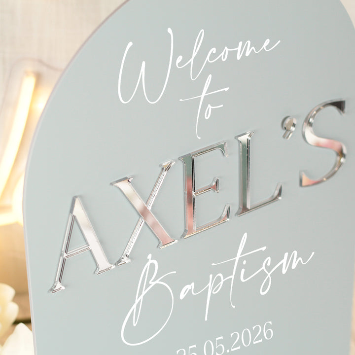 Christening or Baptism Arched 3D Acrylic Welcome Sign