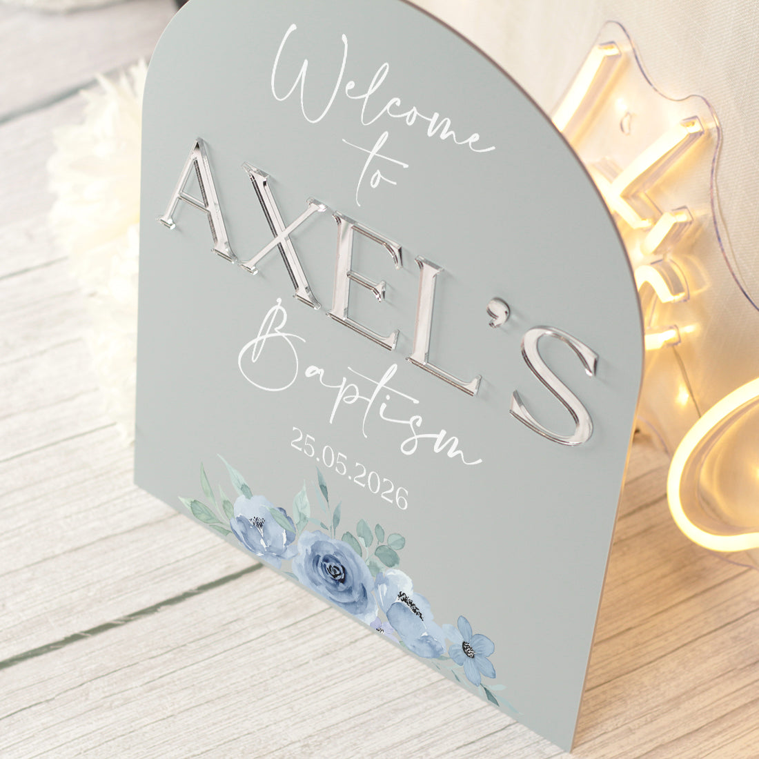 Christening or Baptism Arched 3D Acrylic Welcome Sign