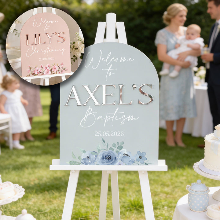 Christening or Baptism Arched 3D Acrylic Welcome Sign