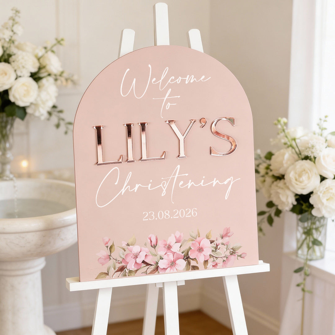 Christening or Baptism Arched 3D Acrylic Welcome Sign