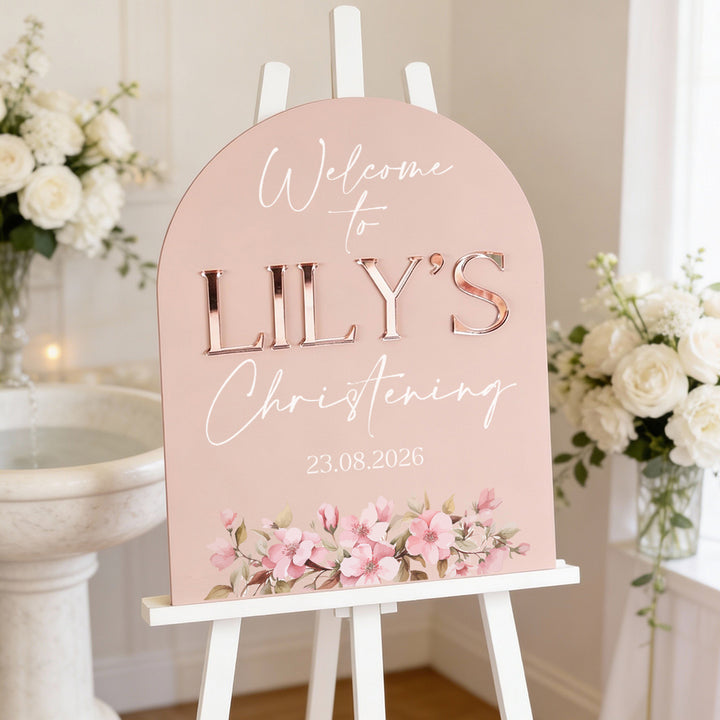Christening or Baptism Arched 3D Acrylic Welcome Sign