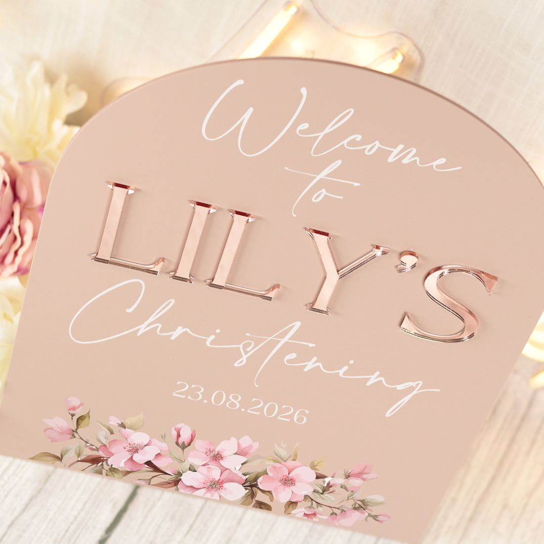 Christening or Baptism Arched 3D Acrylic Welcome Sign