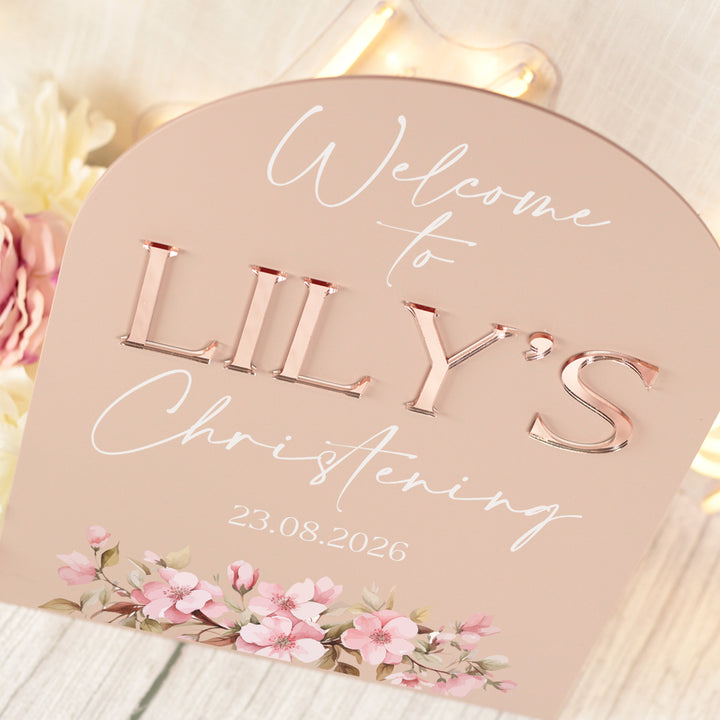Christening or Baptism Arched 3D Acrylic Welcome Sign