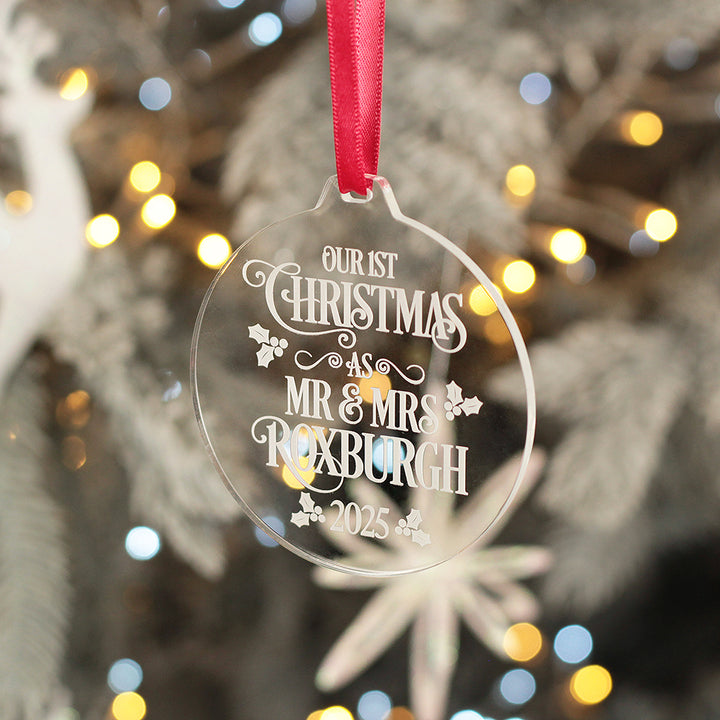 Holly 1st Christmas Married Acrylic Tree Decoration