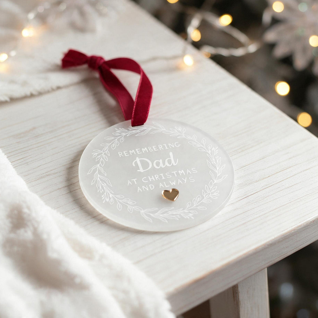 Memorial Wreath Frosted Acrylic Christmas Tree Decoration