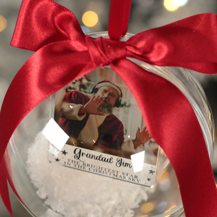 Memorial Photo Snowy Acrylic Christmas Bauble