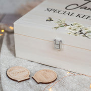 Apple Blossom Natural Wooden Memory Keepsake Box