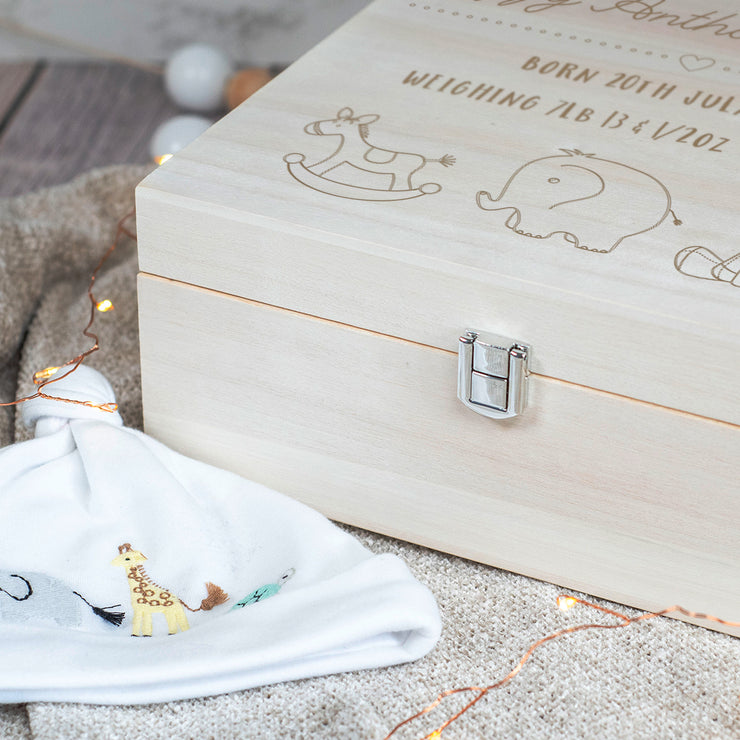 Baby Animals Engraved Wooden Memory Keepsake Box