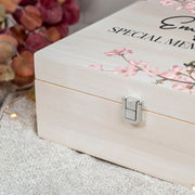 Cherry Blossom Natural Wooden Memory Keepsake Box