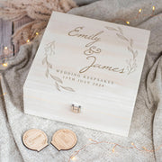 Floral Frame Wedding Engraved Wooden Memory Keepsake Box
