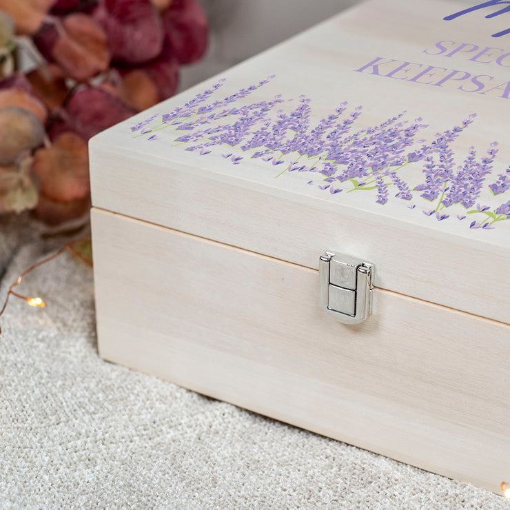 Lavender Field Natural Wooden Memory Keepsake Box
