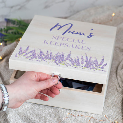 Lavender Field Natural Wooden Memory Keepsake Box-Love Lumi Ltd