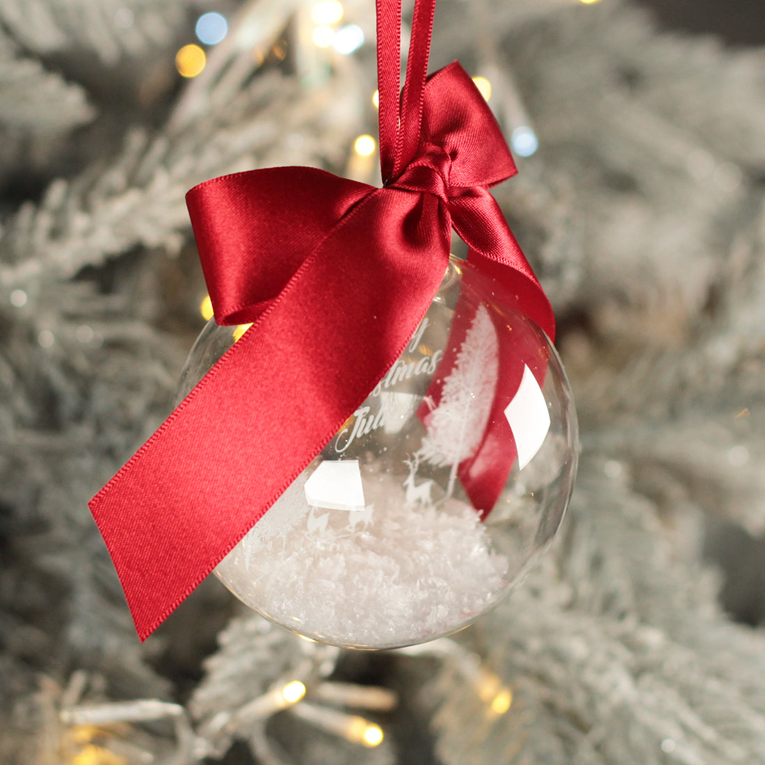 Round Glass Merry Christmas Message Bauble Decoration