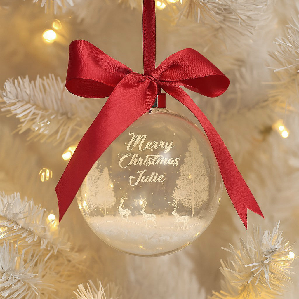 Round Glass Merry Christmas Message Bauble Decoration