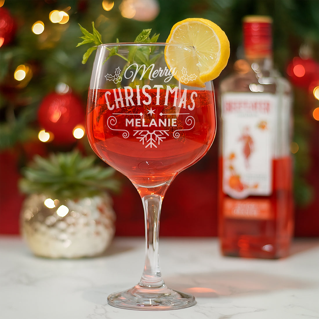 Christmas Holly & Snowflake Gin Glass and Chocolate Truffles Gift Boxed Set