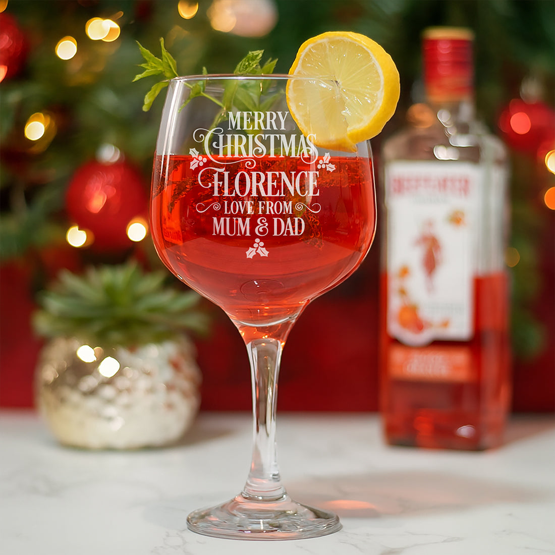 Merry Christmas Message Gin Glass and Chocolate Truffles Gift Boxed Set