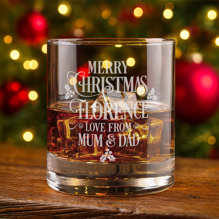 Merry Christmas Message Tumbler Glass with Gift Boxed Set