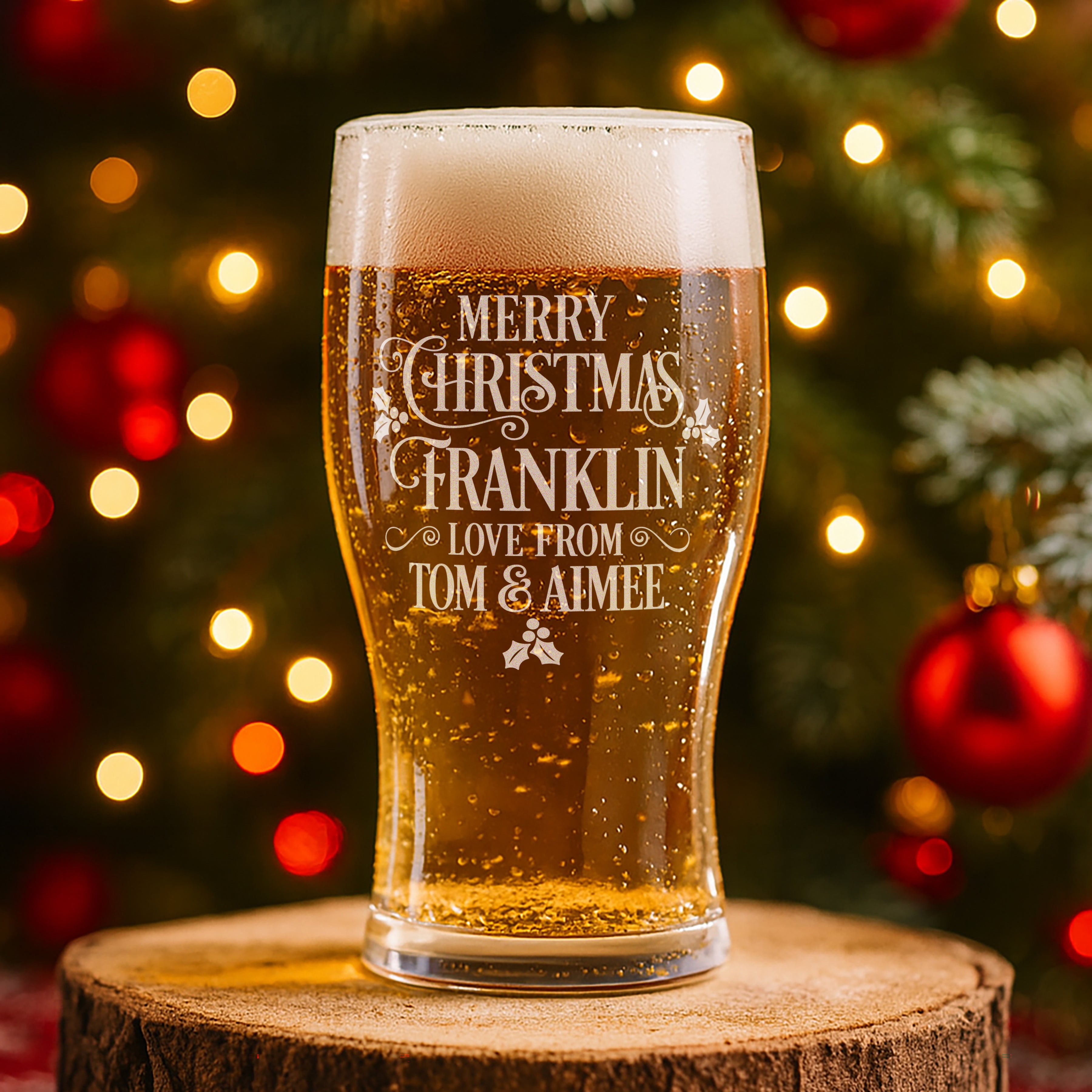 Merry Christmas Message Pint Glass and Gift Boxed Set