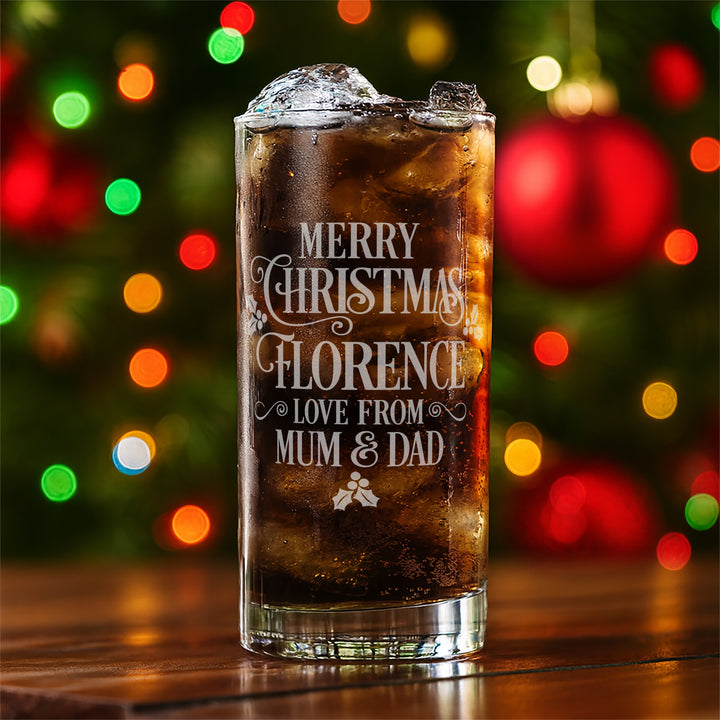 Merry Christmas Message Highball Glass and Decoration Gift Boxed Set