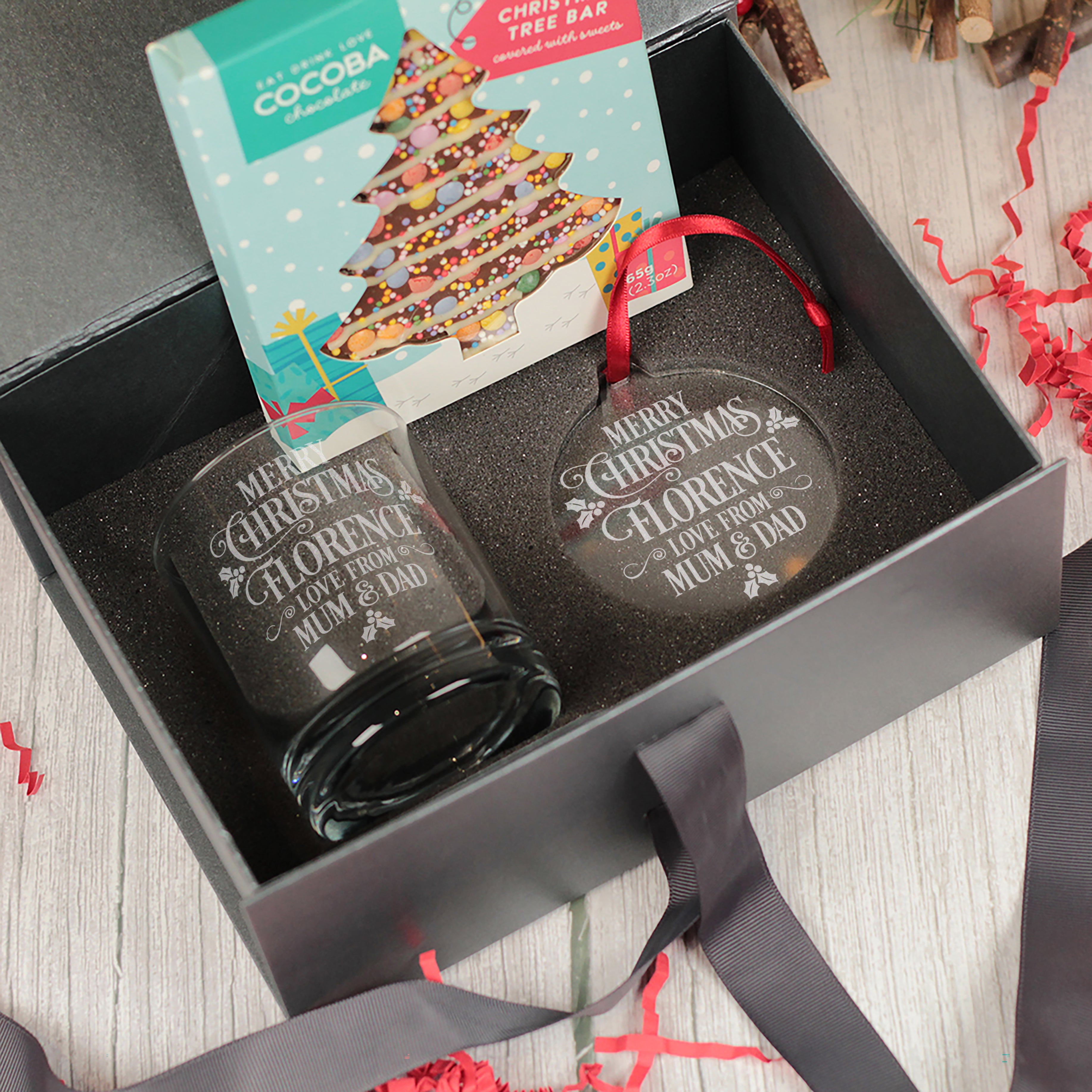 Merry Christmas Message Tumbler Glass with Gift Boxed Set