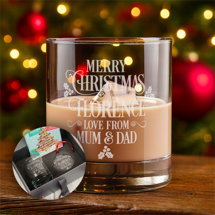 Merry Christmas Message Tumbler Glass with Gift Boxed Set