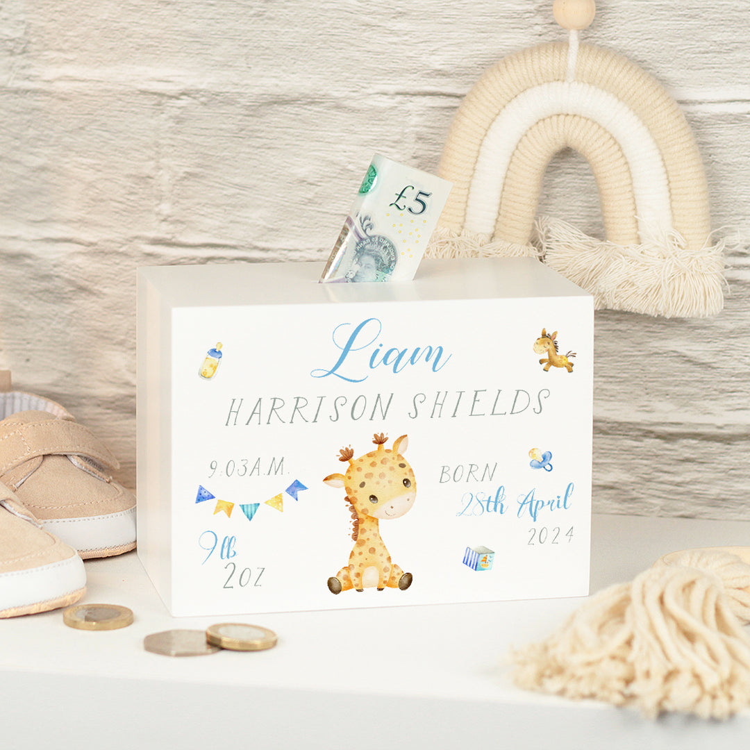 Baby Animal Birth Stats Money Box-Love Lumi Ltd