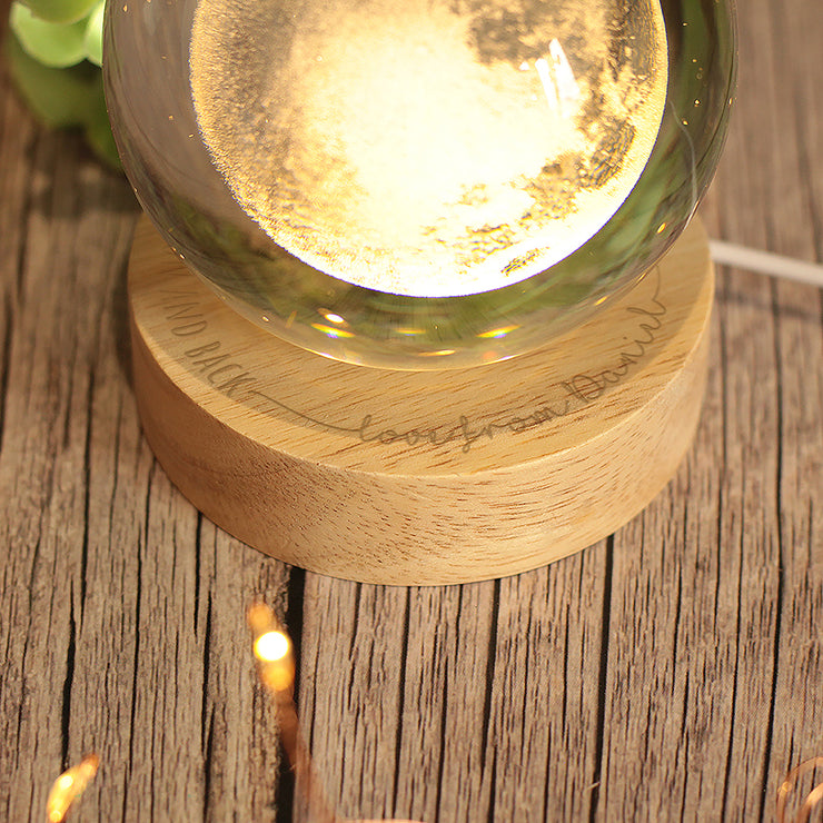 Personalised Light Up 'Love you to the Moon and Back' Crystal Moon Globe Table Lamp