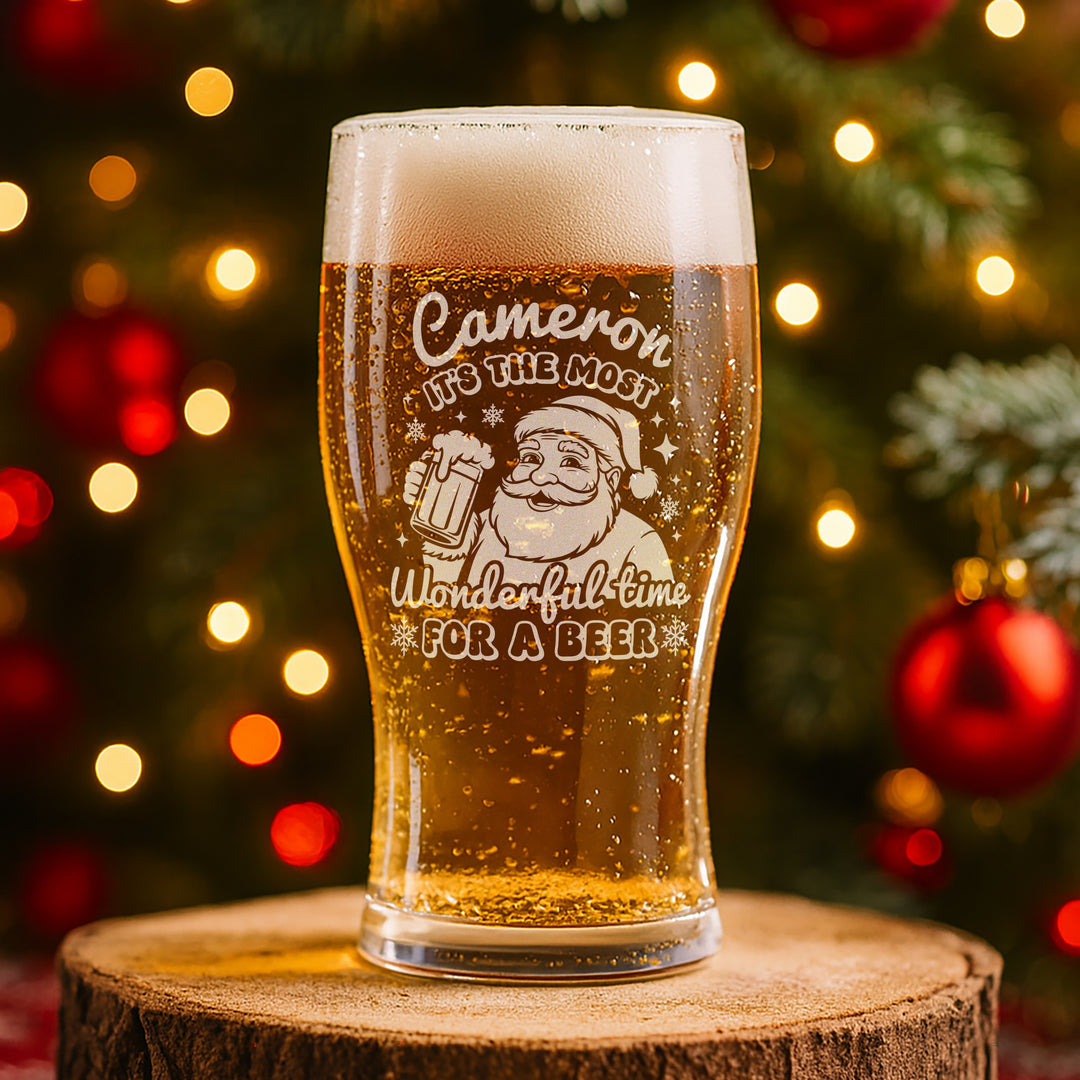 Santa Cheers Christmas Pint Glass and Gift Boxed Set