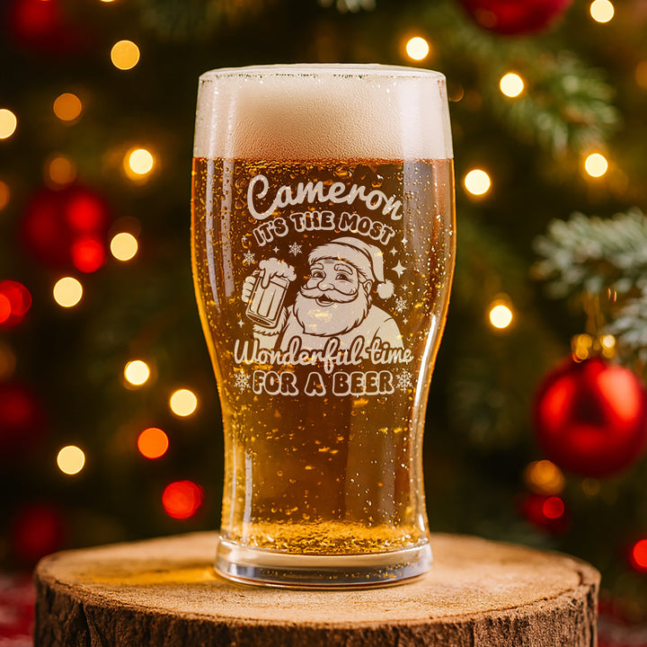 Santa Cheers Christmas Pint Glass and Gift Boxed Set