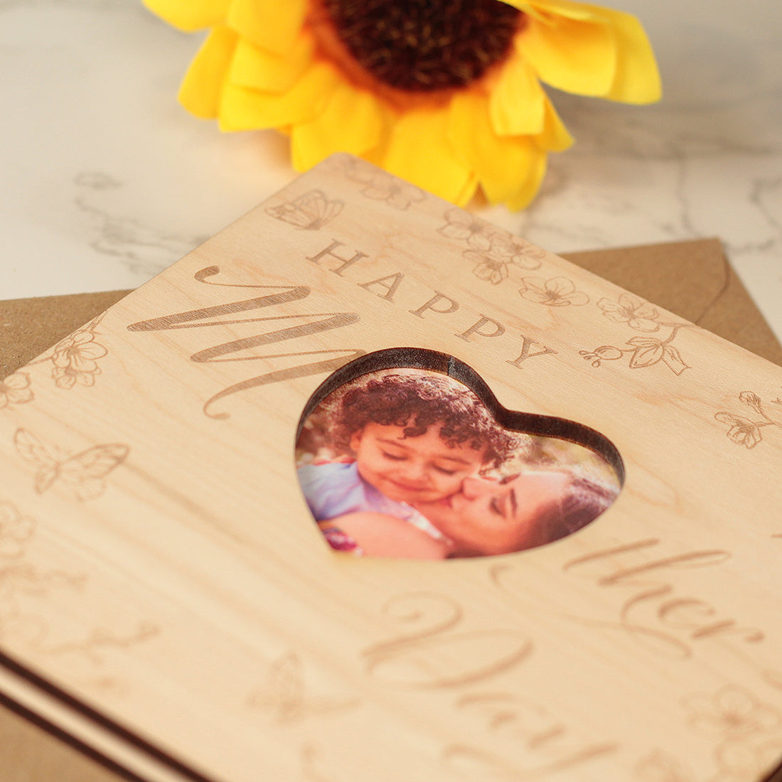 Luxury Wooden Engraved Mother's Day Photo Keepsake Greetings Card-Love Lumi Ltd