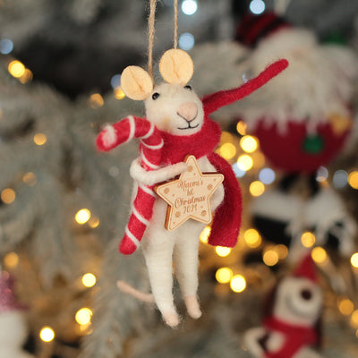 Personalised Felt Mouse Baby's 1st Christmas Tree Decoration