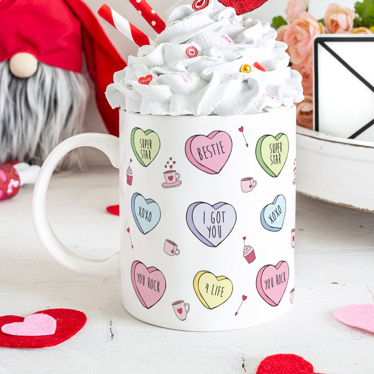 Luxury Gift Boxed Valentines Galentines Love Sweet Heart Doodles Mug and Coaster Set