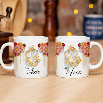 Mr & Mrs Ganesh Couple Gift Wedding Nikkah Mugs
