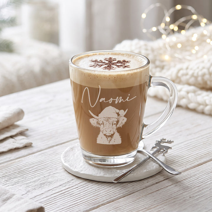Christmas Highland Cow Glass Mug and Wax Melts Gift Boxed Set