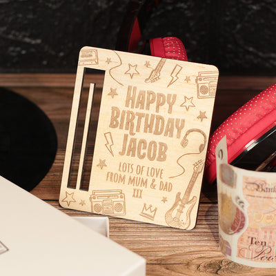 Wooden Music Themed Birthday Money Voucher Holder Gift Card