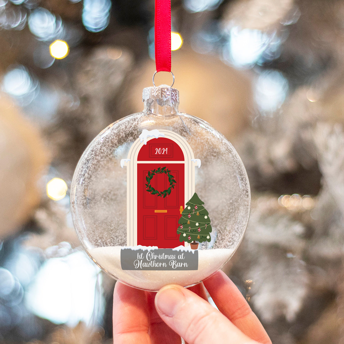 First Christmas at a New Home Front Door Glitter Glass Bauble-Love Lumi Ltd