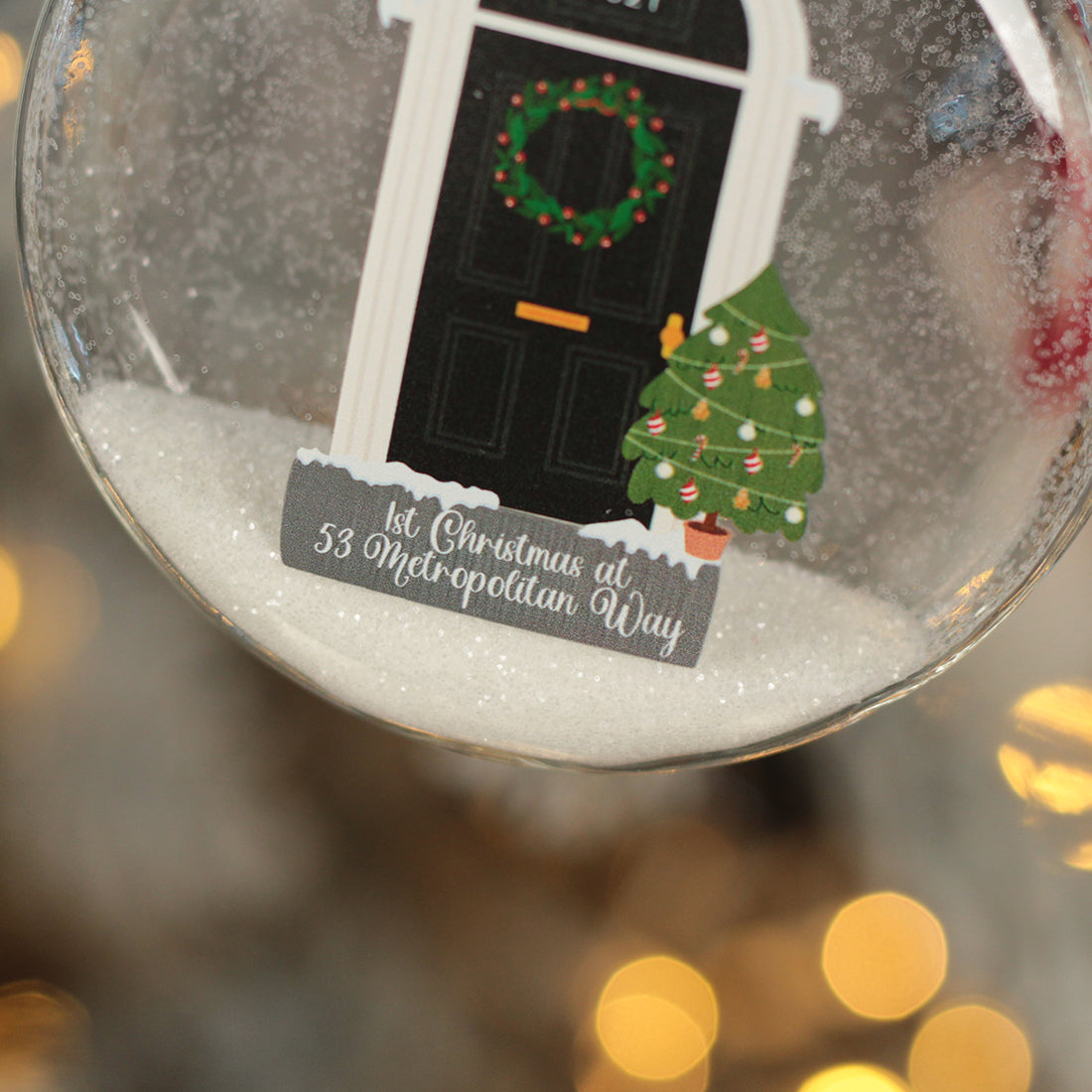First Christmas at a New Home Front Door Glitter Glass Bauble-Love Lumi Ltd