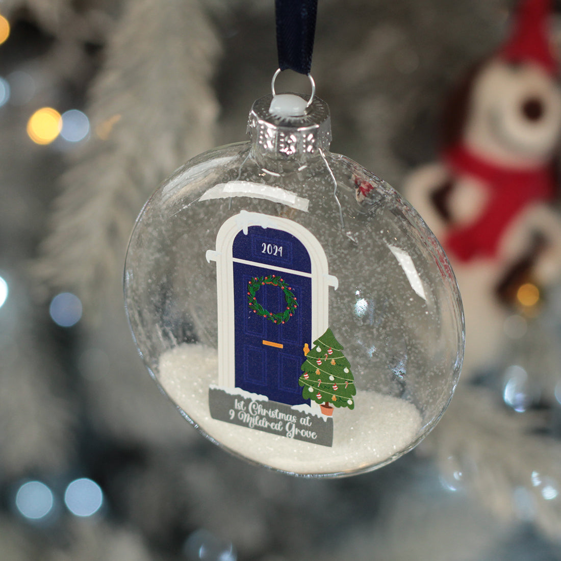First Christmas at a New Home Front Door Glitter Glass Bauble-Love Lumi Ltd