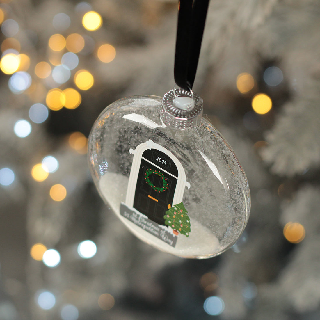 First Christmas at a New Home Front Door Glitter Glass Bauble-Love Lumi Ltd