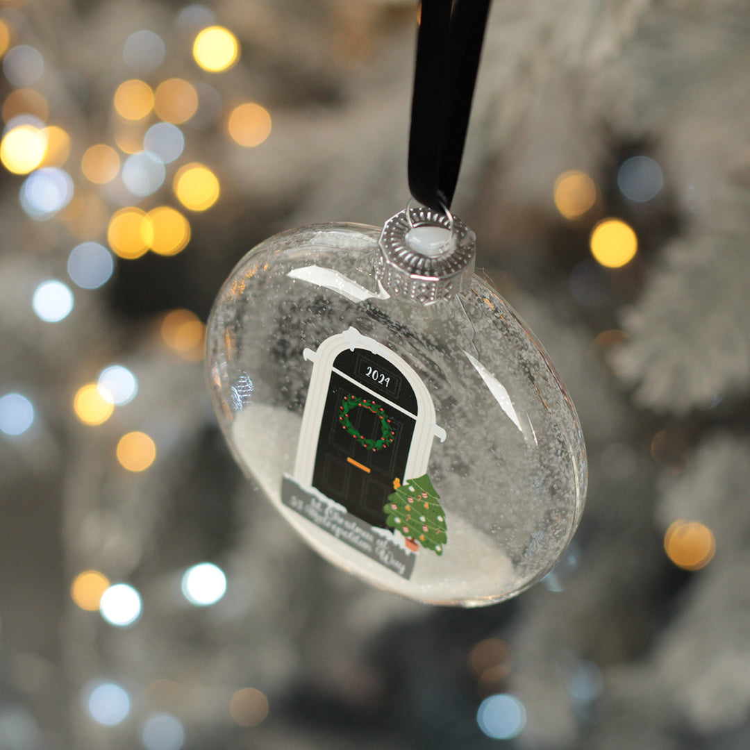 First Christmas at a New Home Front Door Glitter Glass Bauble-Love Lumi Ltd