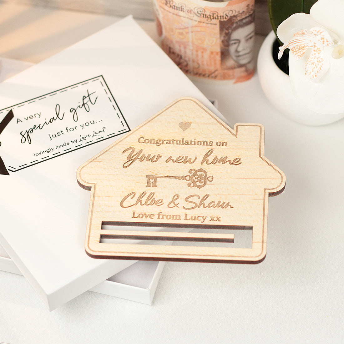 Wooden New Home Housewarming Money Voucher Holder Gift Card-Love Lumi Ltd