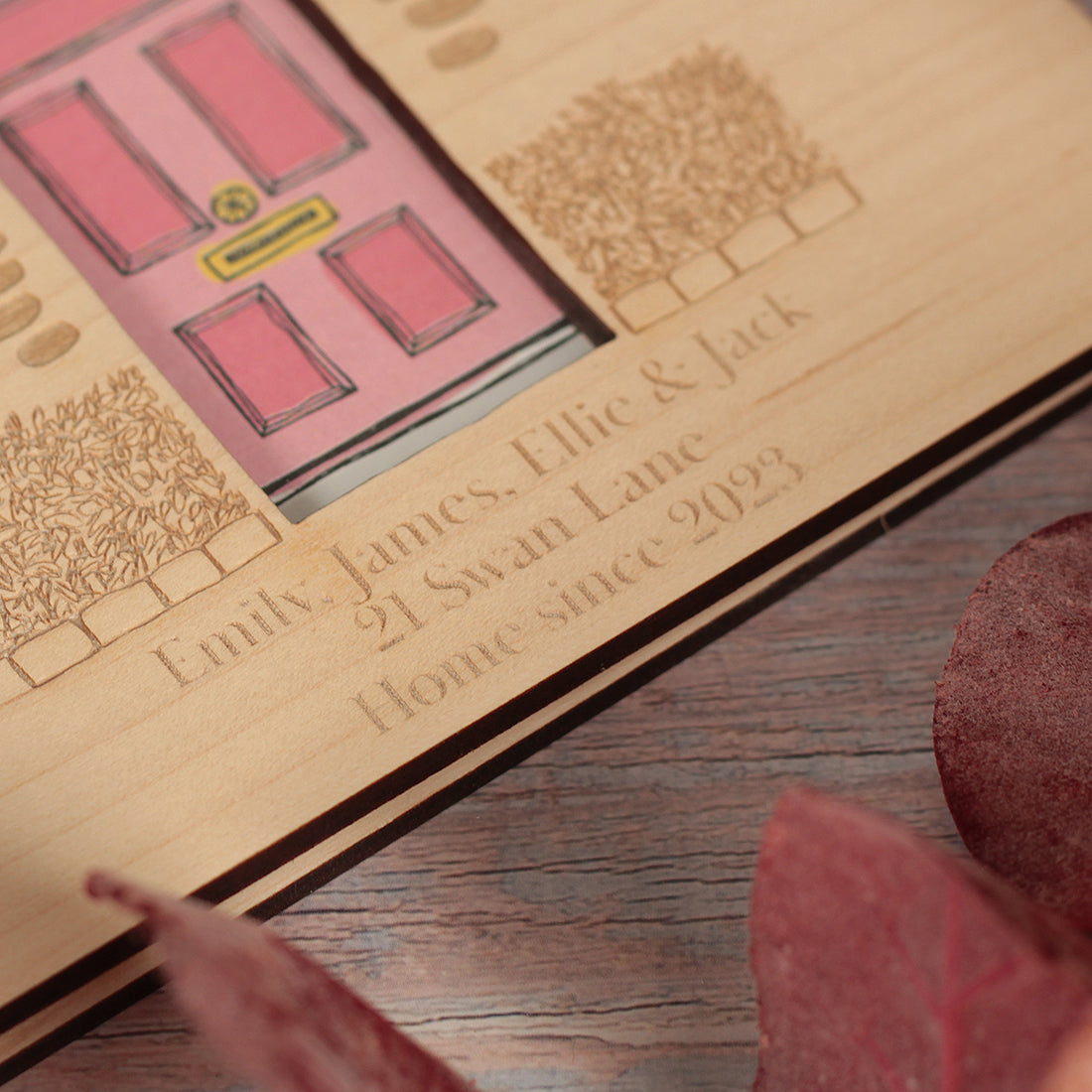 New Home Front Door Engraved Wooden Keepsake Greetings Card-Love Lumi Ltd