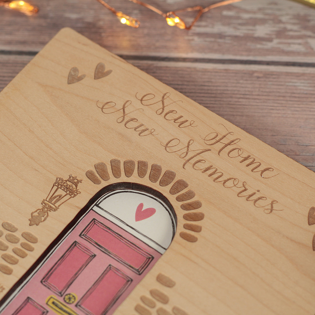New Home Front Door Engraved Wooden Keepsake Greetings Card-Love Lumi Ltd