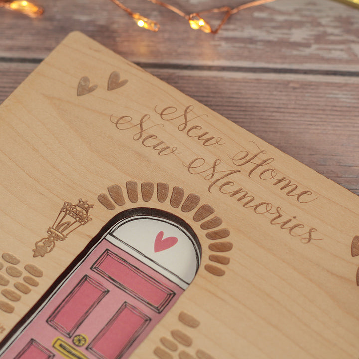 New Home Front Door Engraved Wooden Keepsake Greetings Card-Love Lumi Ltd